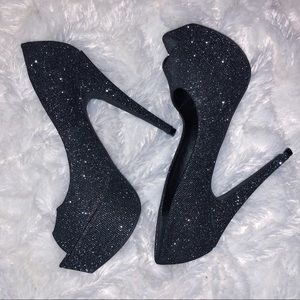 Sparkly Open Toe Heels